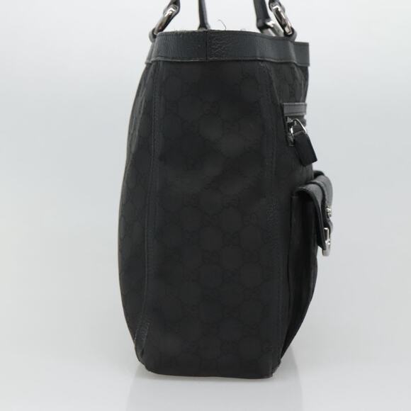 GUCCI GG Canvas Tote Bag Nylon Outlet Black Silver - Picture 4 of 16